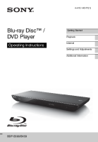 Sony BDP-BX59 - Owners Manual 